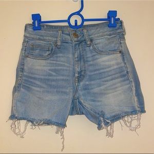 American Eagle Next Level Stretch X Hi Rise Shortie denim shorts (light wash)
